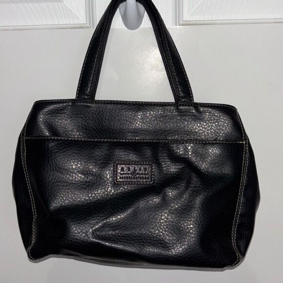 RELIC black pebbled leather organizer purse bag crossbody/handle carry - Picture 1 of 8